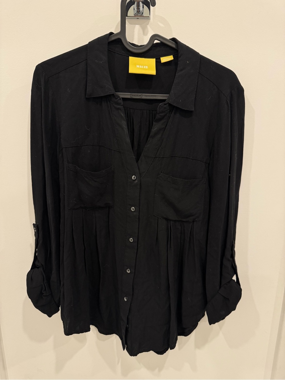 Anthropologie Maeve Black Button-Up Blouse. XS .